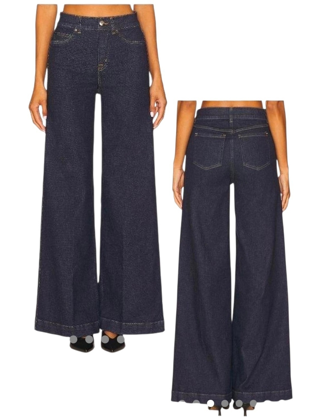 NEW Spanx 20521Q Wide Leg High- Rise Pull On Charcoal Wash Tummy Control Jean MP